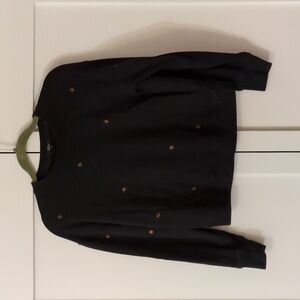 Rails Size S Ramona Sweatshirt Black w Embroidered Bronze Stars Celestial